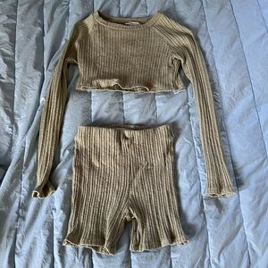 Urban Outfitters light green ribbed two piece set